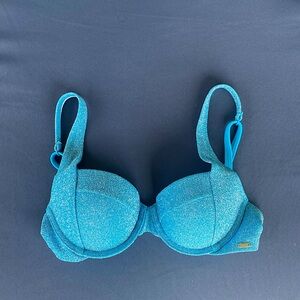 Victoria Secrets Pink Shimmer Blue Bikini Wire top 💙🩵